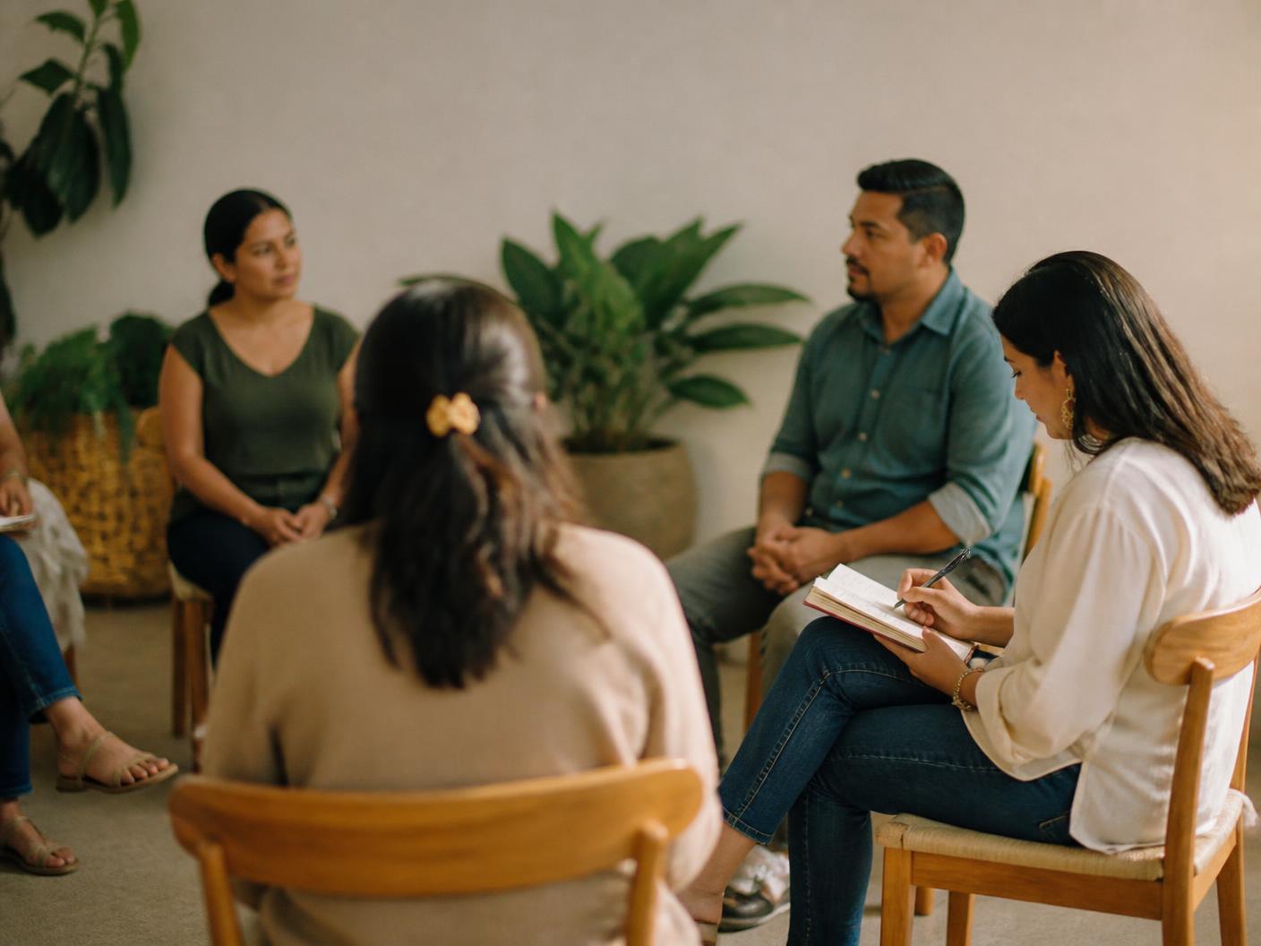 Grupo de madres y padres en un taller de Parenthood