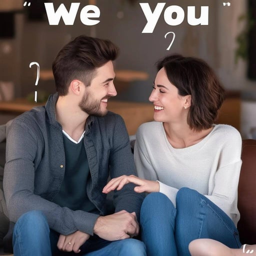 An image of a couple sitting together, having a quiet conversation, using we instead of you or I